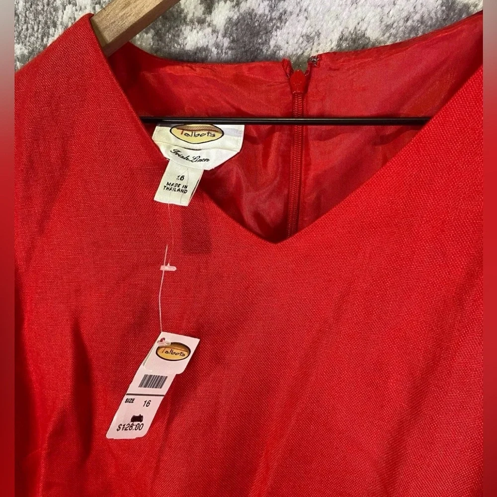 NWT- Talbots Irish Linen Red Dress - Picture 3 of 3